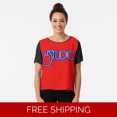Le Studio Chiffon Top White & Blue Logo R Le Studio Chiffon Top White & Blue Logo R